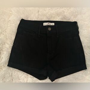 Hollister Black Jean Shorts High-Waisted Minimalist Size 26